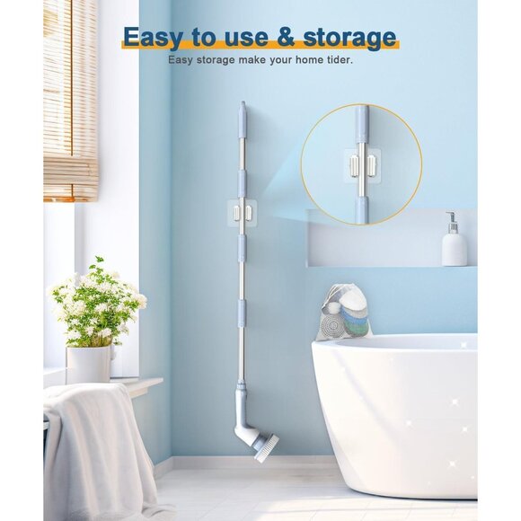 Electric Spin Scrubber – Cordless, IPX8 Waterproof, 9 Brush Heads (Gray) - Picture 3 of 8